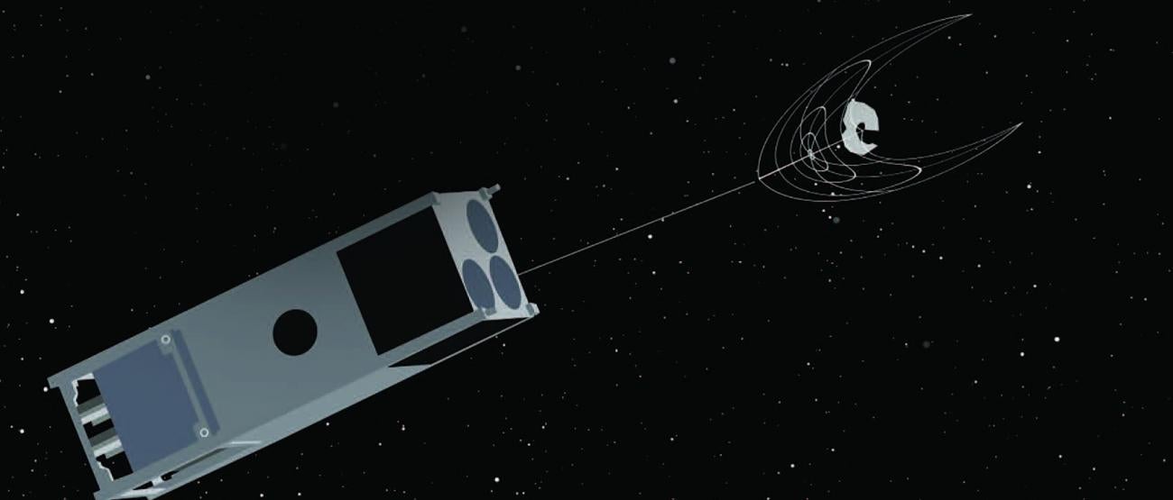 A digital view of OSCaR, semi-autonomous trash collector for space.